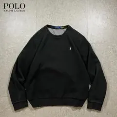 POLO RALPH LAUREN スウェット ポニーロゴ刺繍ブラック裏起毛 L