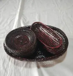 籃胎漆器　鉢　茶托　おしぼり入れ　菓子器　セット　工芸品