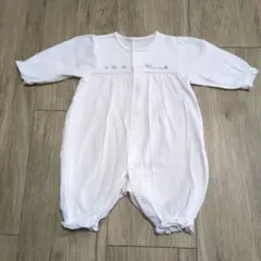 familiar ホワイトツーウェイオール　ブルー刺繍入りsize50〜60