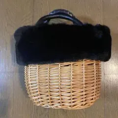 冬のおしゃれ！2wayブラックファー籠バッグ