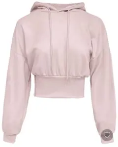 ピンク クロップド フード付きパーカー