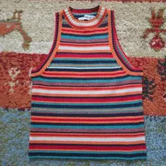 ZARA KNIT マルチボーダー ラメ タンクトップのサムネイル