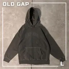 Y2K OLD GAP ロゴ刺繍 プルオーバーパーカー 裏起毛 ブラック L