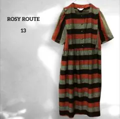 レトロ ボーダーワンピース 半袖 ワンピース 裏地付き　上品 クラシカル