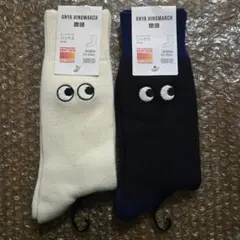 ユニクロ アニヤ・ハインドマーチ 靴下 2点 ホワイト ネイビー