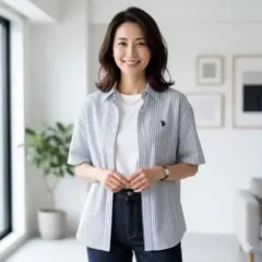 U.S. POLO ASSN. ワンポイント刺繍 ストライプ 半袖シャツ