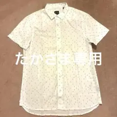 美品 ARMANI EXCHANGE アンカー柄 半袖シャツ ホワイト サイズLのサムネイル