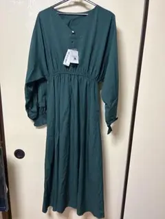 新品　coca コカ　グリーン 長袖 シャツワンピース Mサイズ