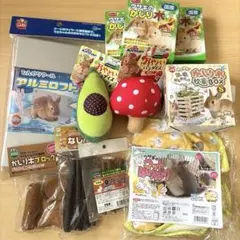 うさぎ用品 18個セット 牧草マット ウサギのかじり木 うさぎ用ブラシ