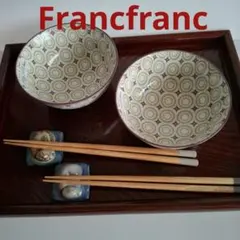 幾何学模様のご飯茶碗、箸各2セット