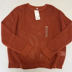 UNIQLO メッシュクルーネックセーター Lサイズ オレンジ 新品未使用