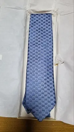 [美品]LOUIS VUITTON ブルー チェック柄 ネクタイ 箱付き