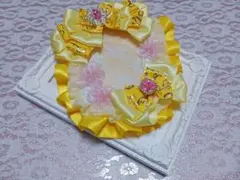 B8 硬質ケース デコ 痛トレカケース リボン 黄色 イエロー ピンク 花