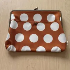 あやの小路　オレンジ　白　水玉　ドット　がま口ポーチ　アヤノコウジ