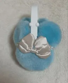ディズニー　イヤーマフ 水色　パール　耳あて　リボン　希少品