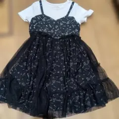 Petit ange 黒いフリルワンピース 半袖