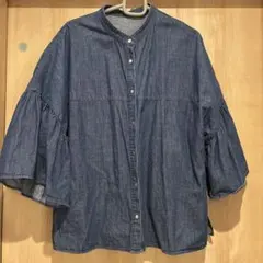 ローリーズファーム　バンドフリルスリーブシャツ　7部袖