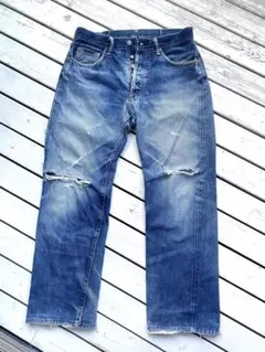 ◾️SEWING CHOP◾️赤耳ビンテージ　ダメージジーンズ:W32