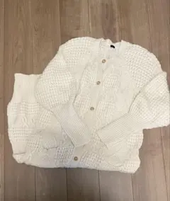 ichi イチ　ロングカーディガン　ケーブルニット　アイボリー