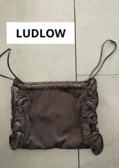 LUDLOW ベロア フリル ショルダーバッグ ブラウンのサムネイル