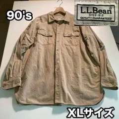 90's L.L.Bean XLサイズ ワークシャツ ダック生地 長袖 ベージュ