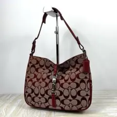 Coach Signature Soft Clip Hobo Bag Red