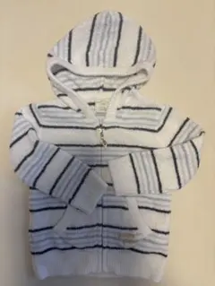 ジェラートピケ　フード付きストライプパーカー