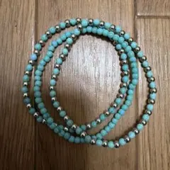 ターコイズ風ビーズ×シルバーカラー ブレスレット 3本セット