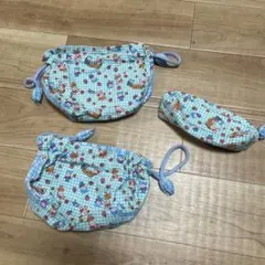 昭和レトロ　巾着袋2個　ペンケース　3点セット