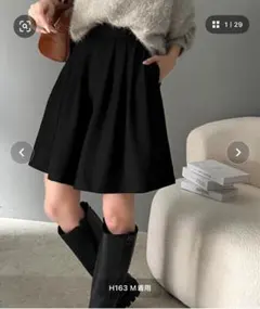 【classicalelf】ボリュームフロントタックキュロットパンツ　黒　M