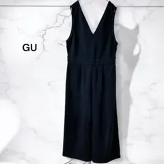 【ジーユーGU】カットソーサロペットパンツ　サイドジップ　大きめ　ブラック　 L