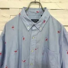 CHAPS チャップス 半袖BDシャツ イージーケア ロゴパッチ フラミンゴ総柄のサムネイル
