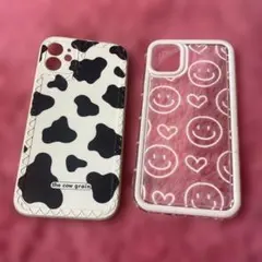 牛柄とスマイル・ハートデザインのケース