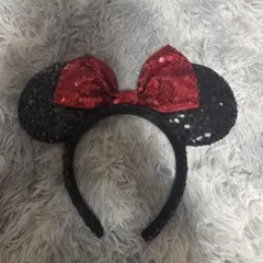 ミニーマウス耳カチューシャ 黒赤