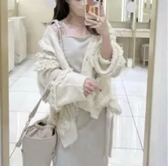 snidel ファーライクレースニットカーディガン　アルパカ混