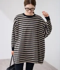 BEARDSLEY　ノイルシルクボーダーニット　ビアズリー　ホワイト　洗える　絹 BEARDSLEY ノイルシルクボーダーニット ビアズリー ホワイト 洗える