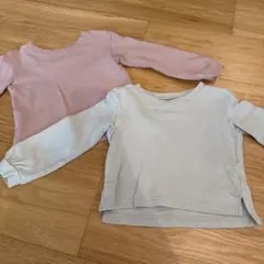 ロンT 長袖Tシャツ2枚セット（ピンク・水色） 双子