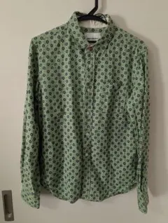 ​【URBAN RESEARCH】麻混 小花柄 総柄シャツ グリーン サイズ38
