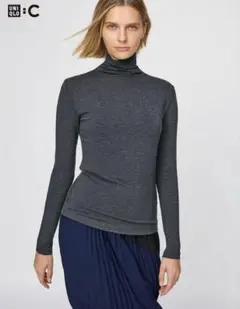 訳あり☆ UNIQLO C 極暖ヒートテック　タートルネック　グレー