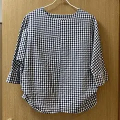 レディース チェック柄 プルオーバーブラウス 五分袖