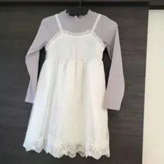 レース付きお花柄の刺繍入り ワンピース130センチ