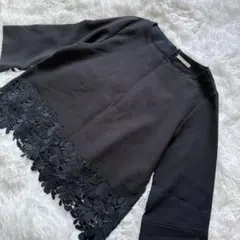 アウィーエフ AuieF ブラウス ネイビー レース M 紺色 卒園式 卒業式