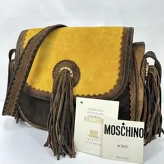 希少 MOSCHINO スエード フリンジ ショルダーバッグ ギャランティー付き