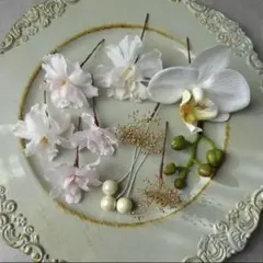 ＊お得なset＊桜と胡蝶蘭のヘアパーツset 髪飾り　結婚式　前撮り　卒業式　袴