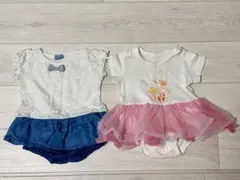 【まとめ売り】 女の子　ロンパース　2枚セット　ピンク　チュール　60〜70
