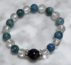 り*★様 天然石 デザインブレスレット ブルーアパタイト ブラックルチル 水晶