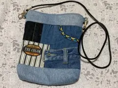 デニムリメイクバッグ サコッシュ　ショルダーバッグ　ポシェット　ハンドメイド