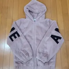 フリース フード付きジャケット 淡いピンク160