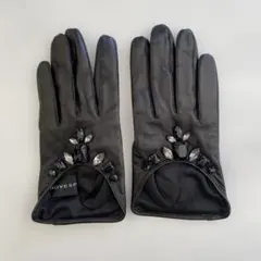 美品　ノベスパジオ　レディース　レザーグローブ　ブラック　黒革手袋