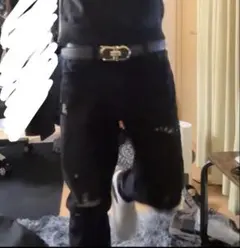 Ferragamoメンズベルト　US UK drip ゴールドGロゴバックル